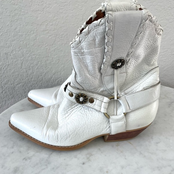 Vintage 90s White Leather Cowgirl Boots Size 6.5 - Picture 5 of 8
